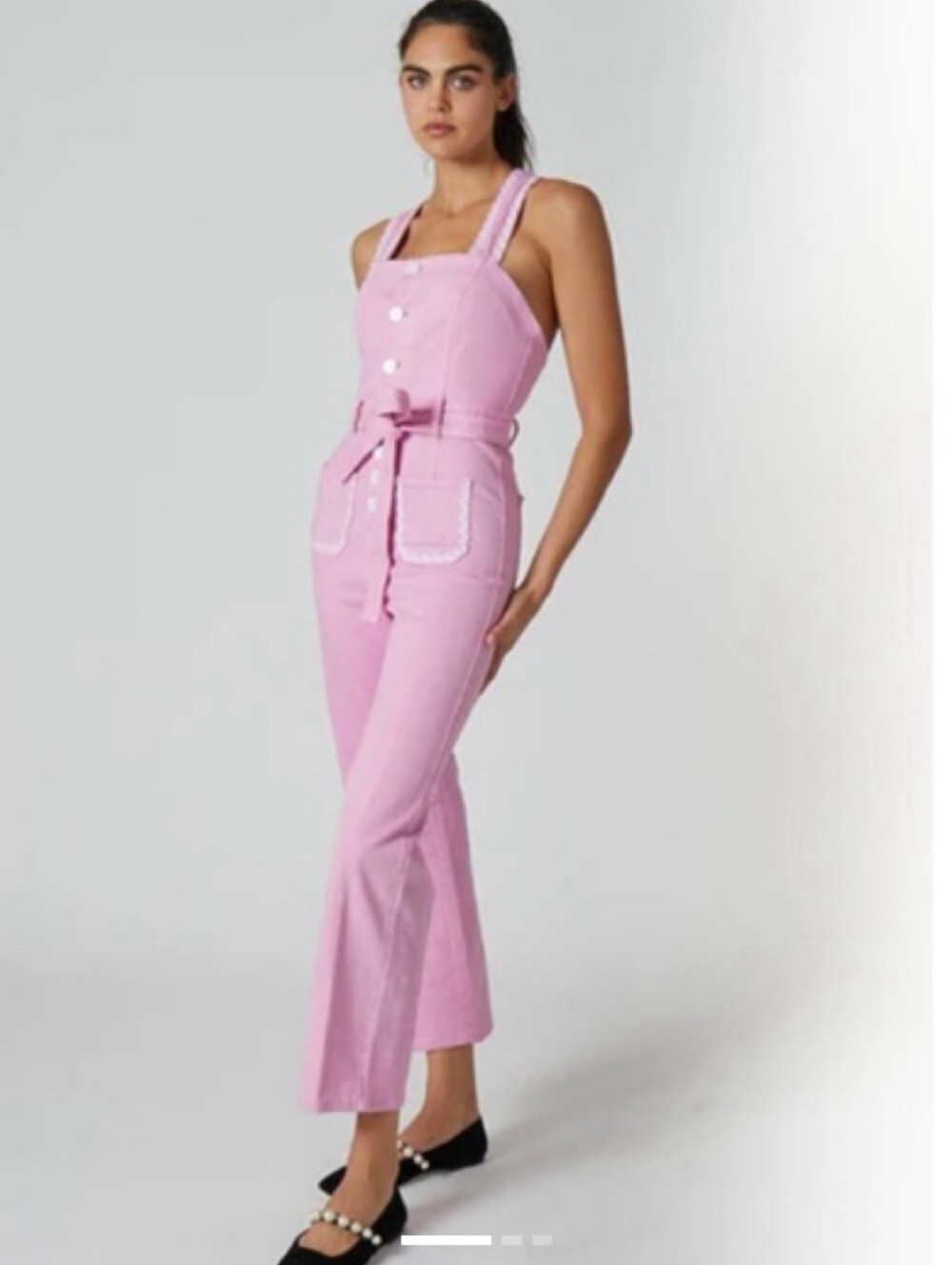 Rachel Antonoff Halter Jumpsuit Womens 10 Pink Button‎ Up Bow Belt